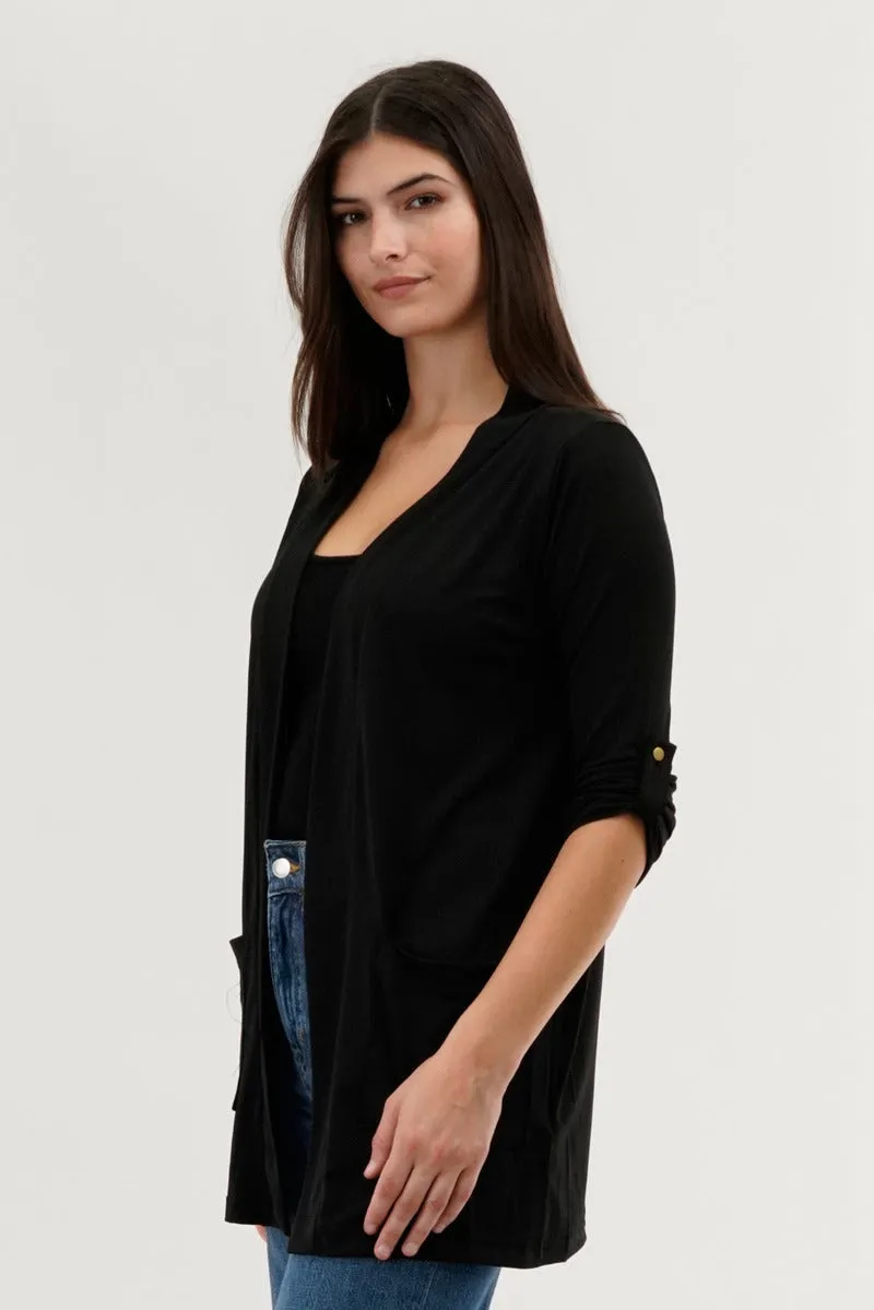 International INC Company Roll Up Sleeve Wrap Cardigan - Black sold by Fairweather product image thumbnail 2