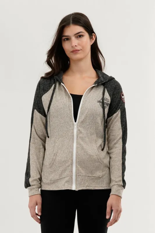 Fahrenheit Lightweight Zip Up Hoodie - Cream sold by Fairweather