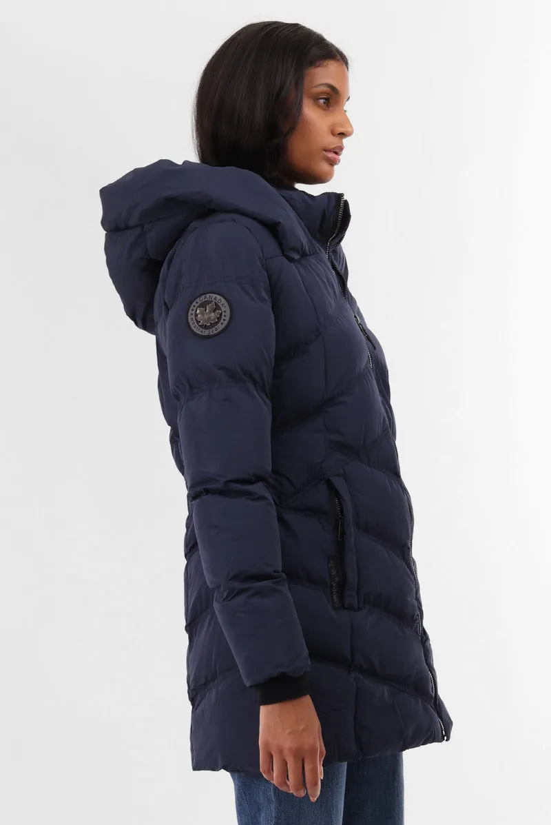 Canada Weather Gear Chevron Quilted Parka Jacket - Navy sold by Fairweather product image thumbnail 2