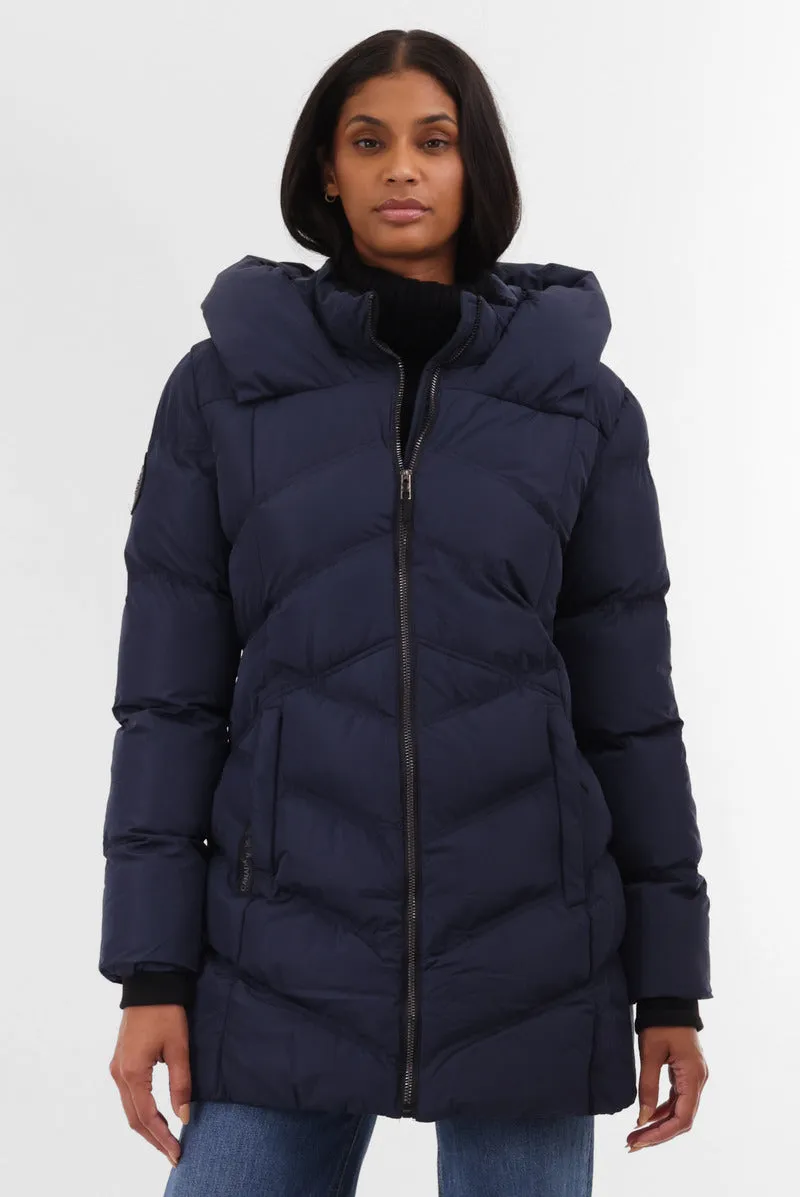 Canada Weather Gear Chevron Quilted Parka Jacket - Navy sold by Fairweather