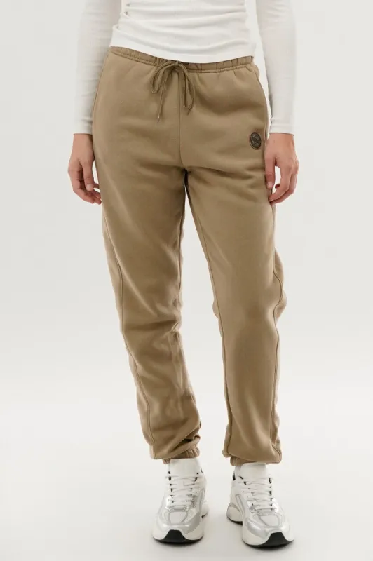 Fahrenheit Tie Waist Fleece Joggers - Beige sold by Fairweather