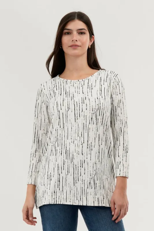 International INC Company Patterned 3/4 Sleeve Blouse - White sold by Fairweather