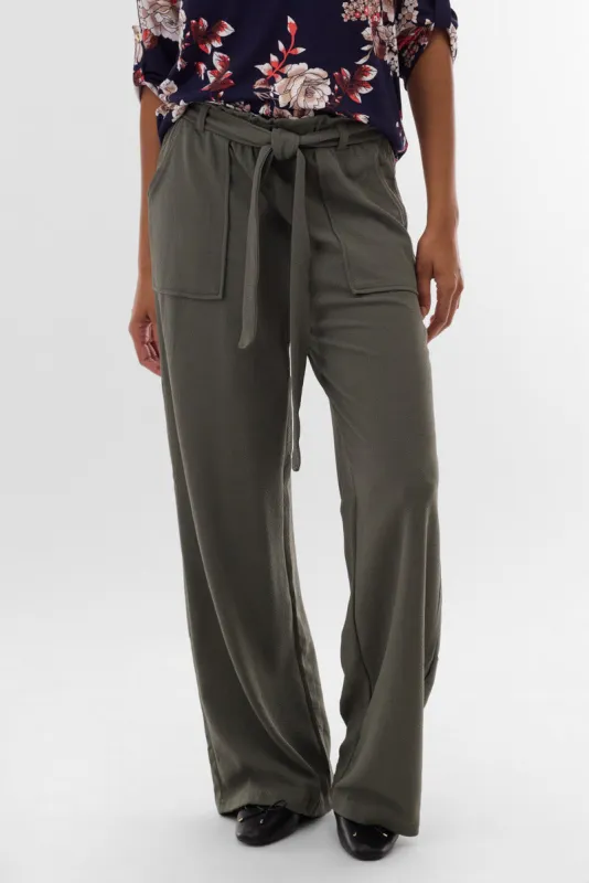 International INC Company Belted Wide Leg Pants - Olive sold by Fairweather