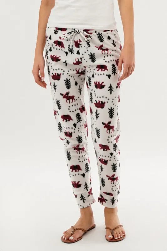 Canada Weather Gear Winter Print Pajama Pants - White sold by Fairweather