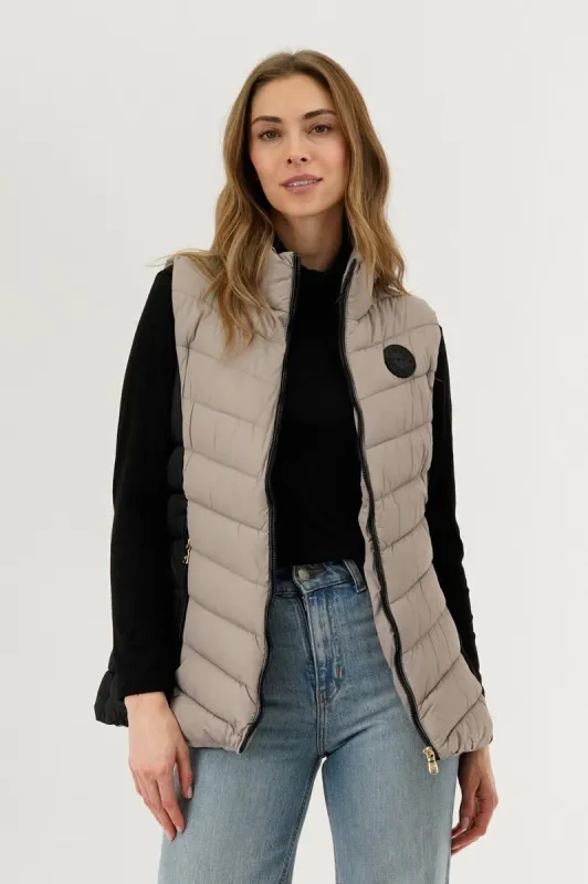 Canada Weather Gear Chevron Quilted Vest - Taupe sold by Fairweather