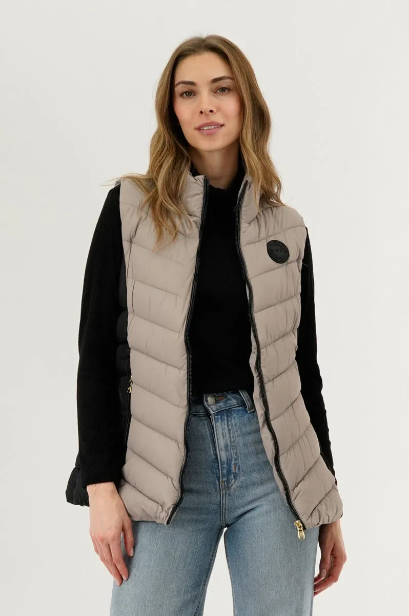 Canada Weather Gear Chevron Quilted Vest - Taupe sold by Fairweather