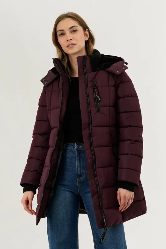 Canada Weather Gear Square Quilted Parka Jacket - Burgundy sold by Fairweather
