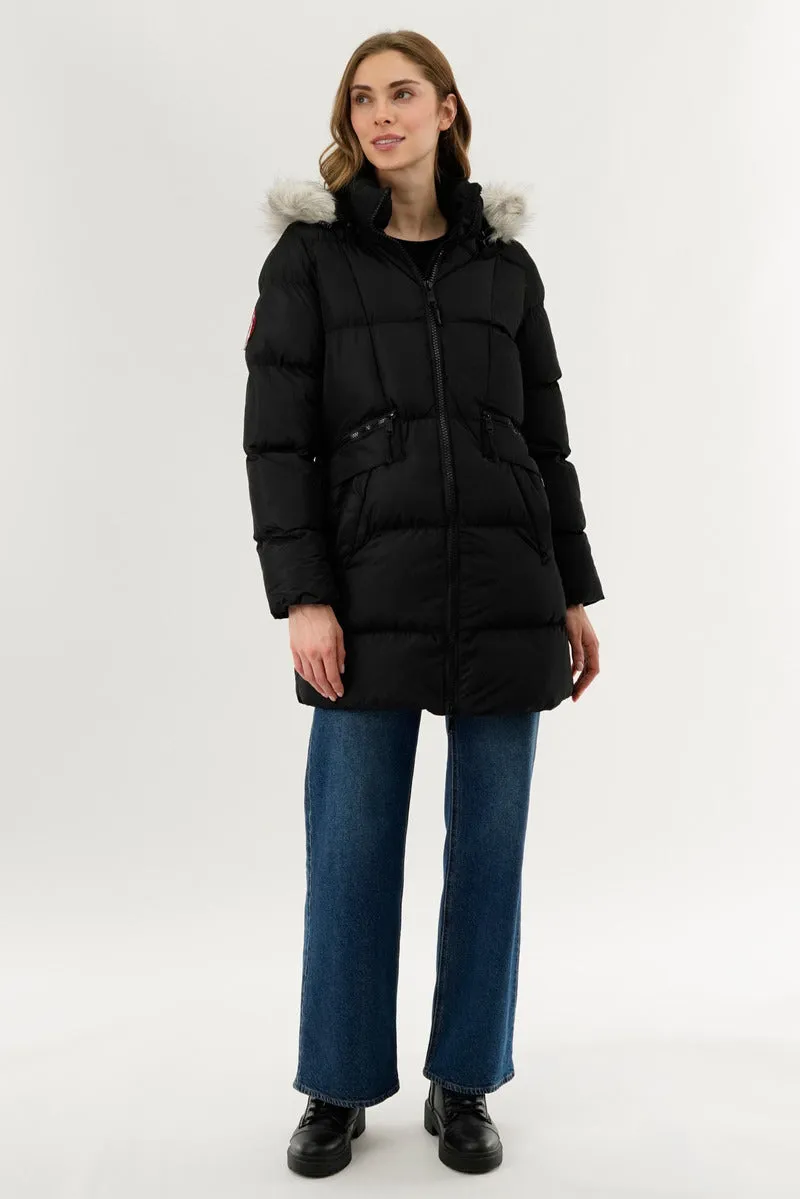 Canada Weather Gear Faux Fur Trim Puffer Parka Jacket - Black sold by Fairweather product image thumbnail 5