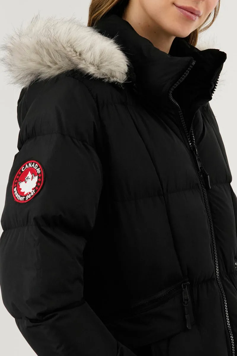 Canada Weather Gear Faux Fur Trim Puffer Parka Jacket - Black sold by Fairweather product image thumbnail 4