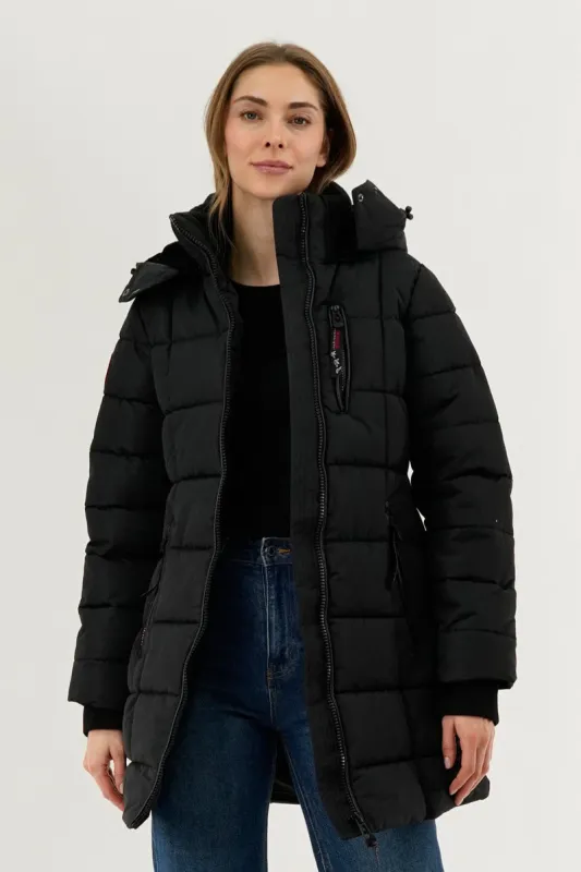 Canada Weather Gear Square Quilted Parka Jacket - Black sold by Fairweather