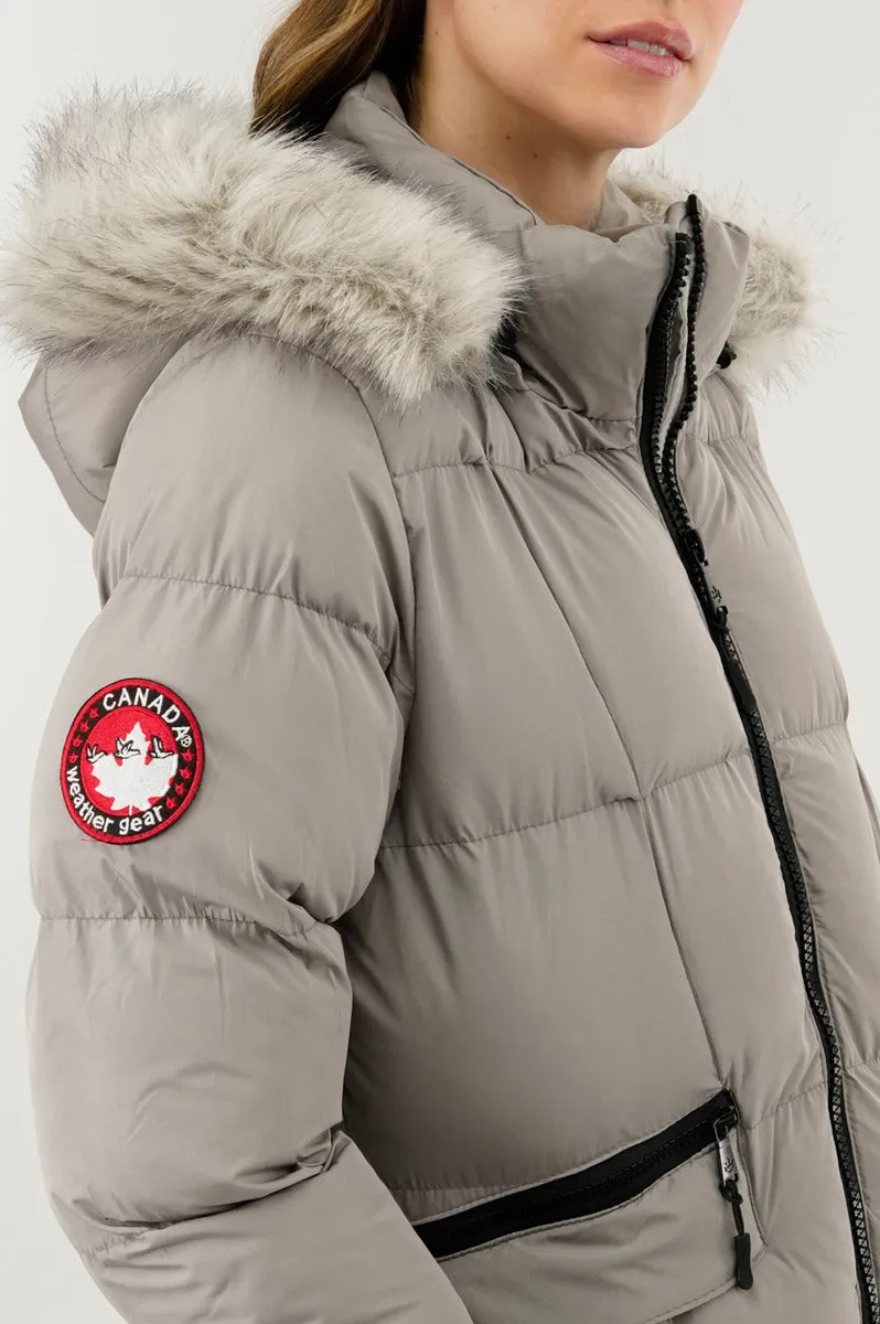 Canada Weather Gear Faux Fur Trim Puffer Parka Jacket - Stone sold by Fairweather product image thumbnail 4
