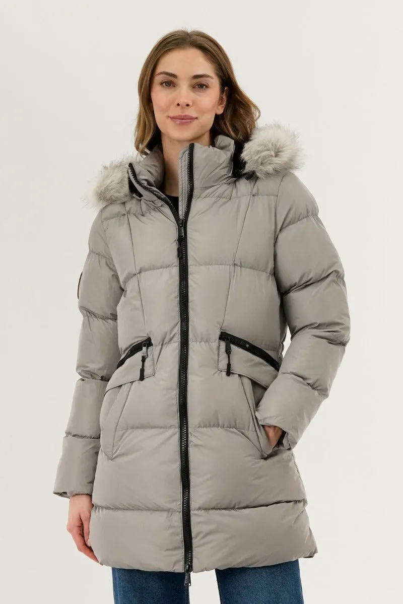 Canada Weather Gear Faux Fur Trim Puffer Parka Jacket - Stone sold by Fairweather