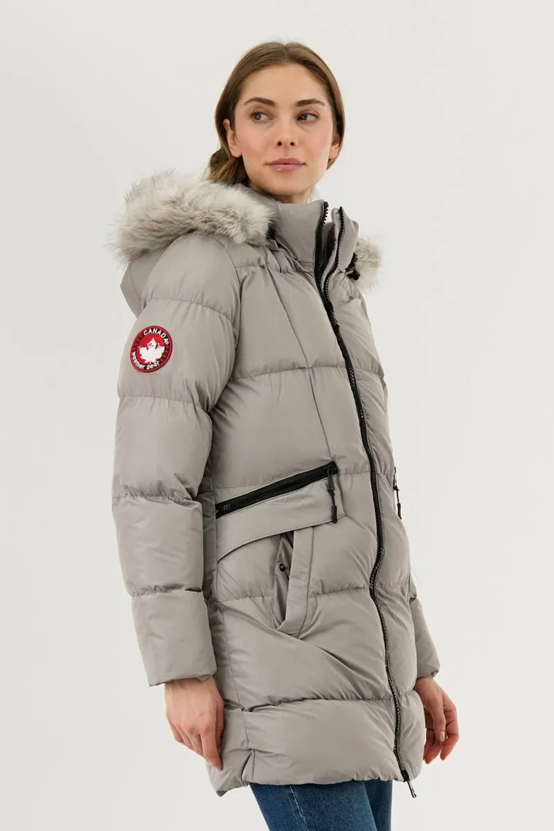 Canada Weather Gear Faux Fur Trim Puffer Parka Jacket - Stone sold by Fairweather product image thumbnail 2