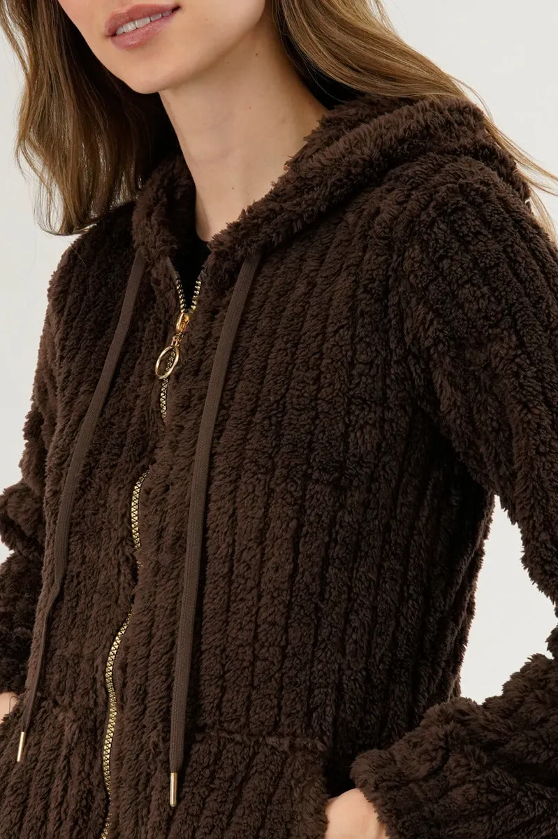 Fahrenheit Plush Hooded Zip Up Lightweight Jacket - Brown sold by Fairweather product image thumbnail 4
