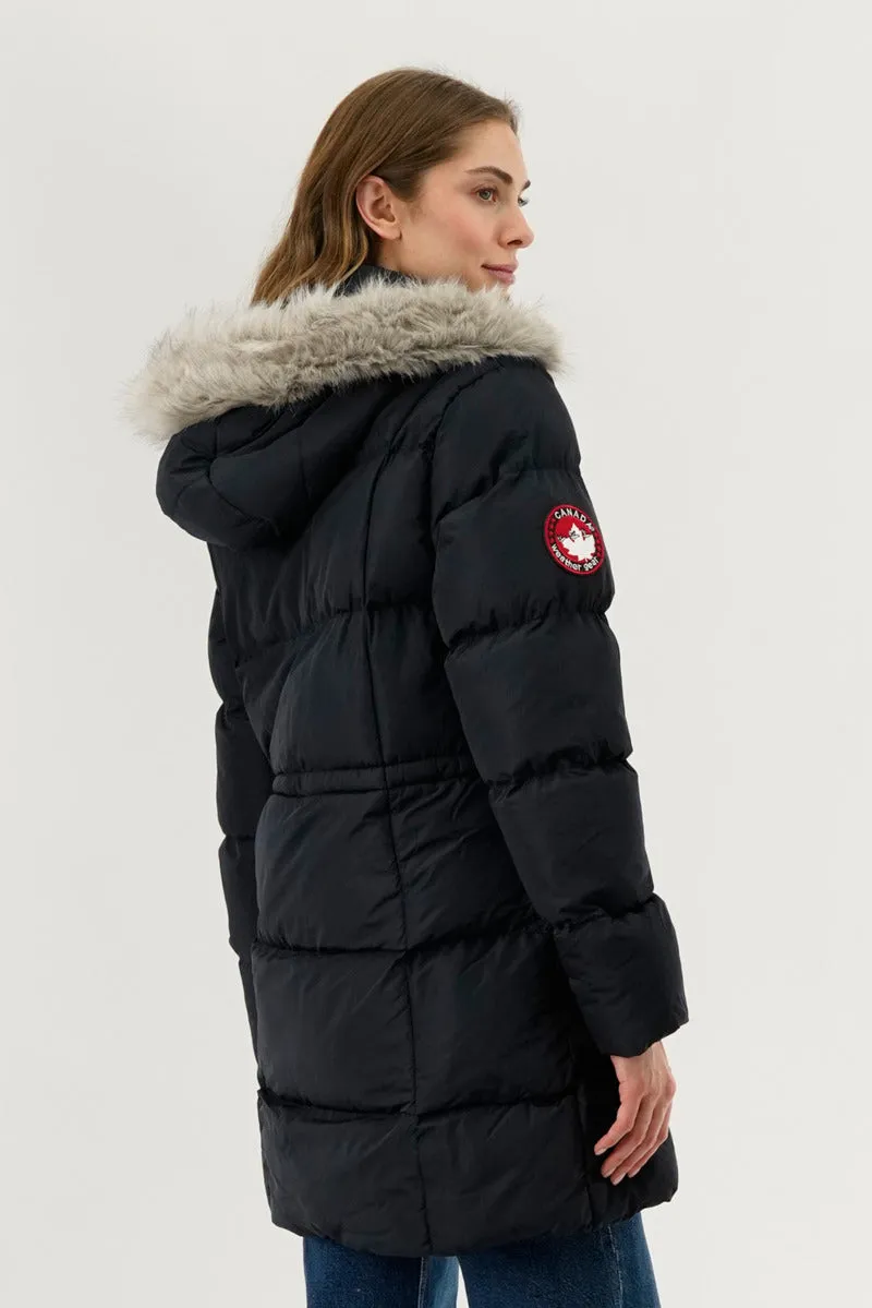 Canada Weather Gear Faux Fur Trim Puffer Parka Jacket - Navy sold by Fairweather product image thumbnail 3