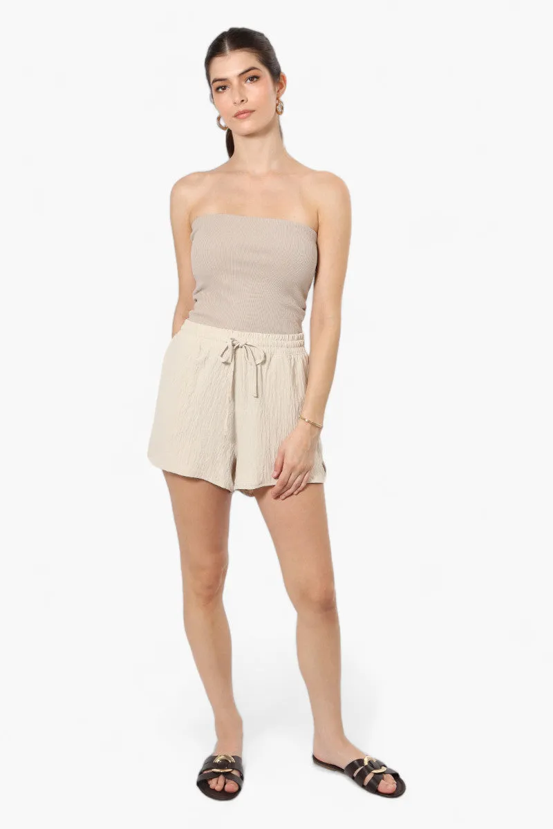 Magazine Solid Basic Drawstring Shorts - Cream sold by Fairweather product image thumbnail 2