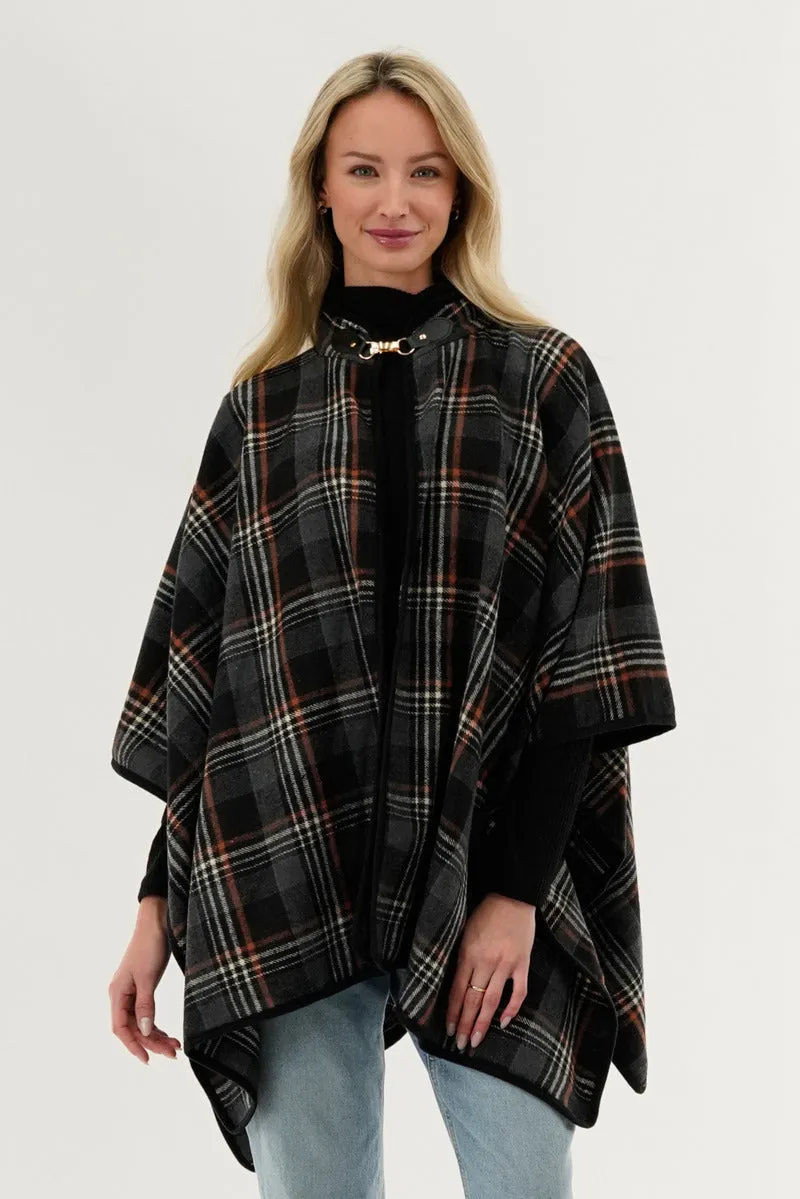 Canada Weather Gear Plaid Poncho - Black sold by Fairweather