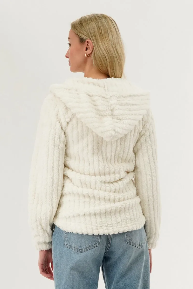 Fahrenheit Plush Hooded Zip Up Lightweight Jacket - White sold by Fairweather product image thumbnail 3