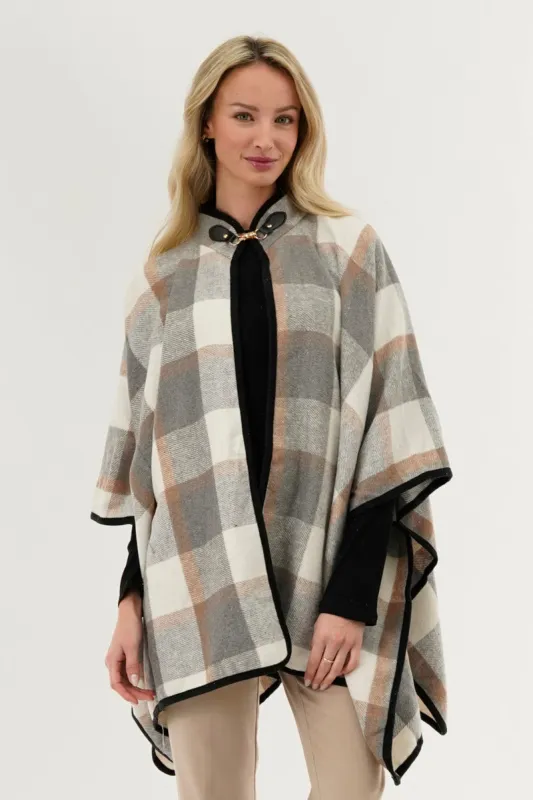 Canada Weather Gear Plaid Poncho - Beige sold by Fairweather