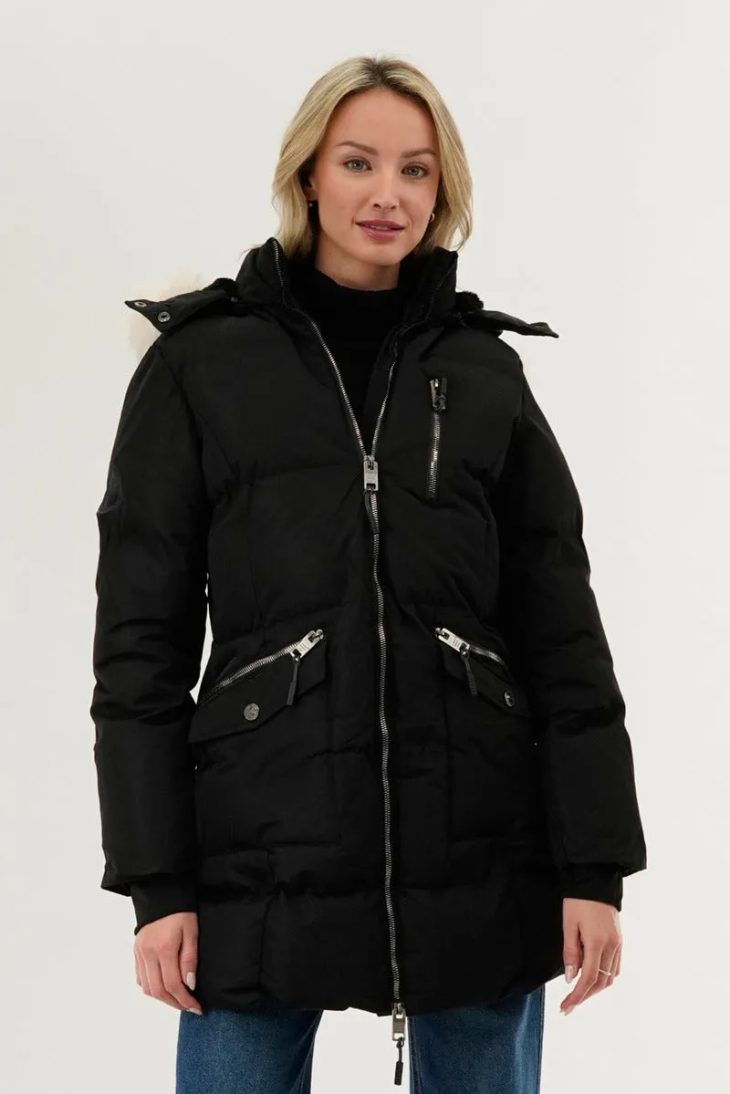 Canada Weather Gear Faux Fur Lined Hood Parka Jacket - Black sold by Fairweather