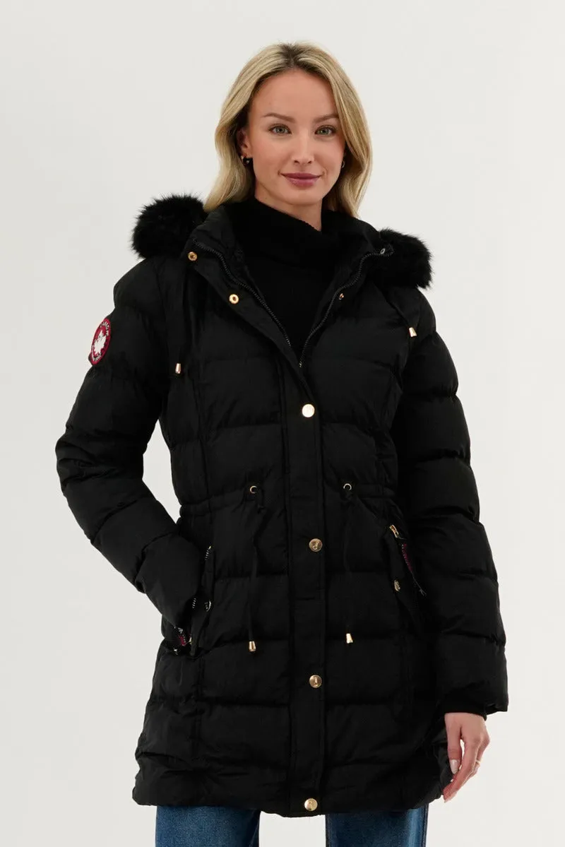 Canada Weather Gear Tie Waist Puffer Parka Jacket - Black sold by Fairweather