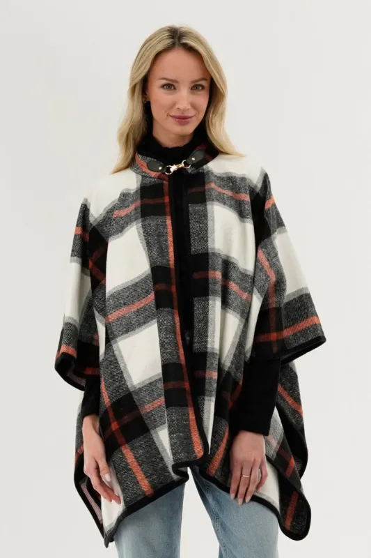 Canada Weather Gear Plaid Poncho - Black sold by Fairweather
