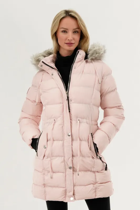 Canada Weather Gear Tie Waist Puffer Parka Jacket - Pink sold by Fairweather