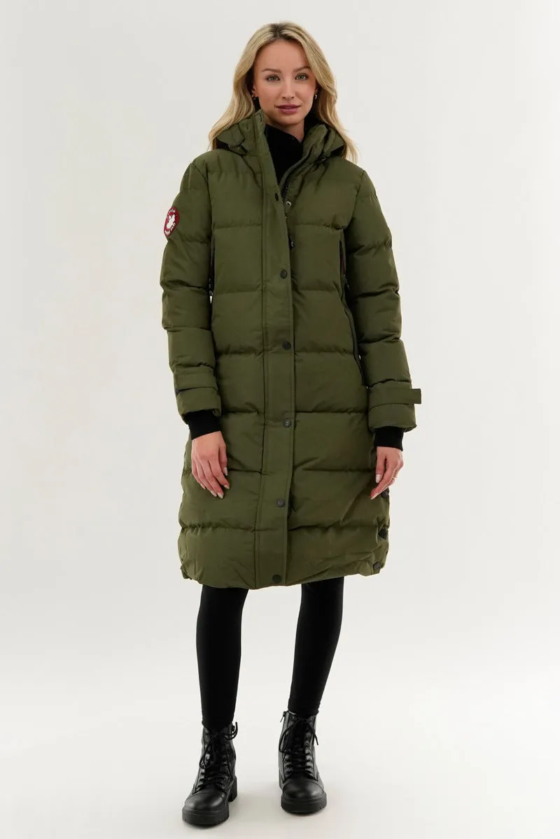 Canada Weather Gear Quilted Maxi Parka Jacket - Olive sold by Fairweather