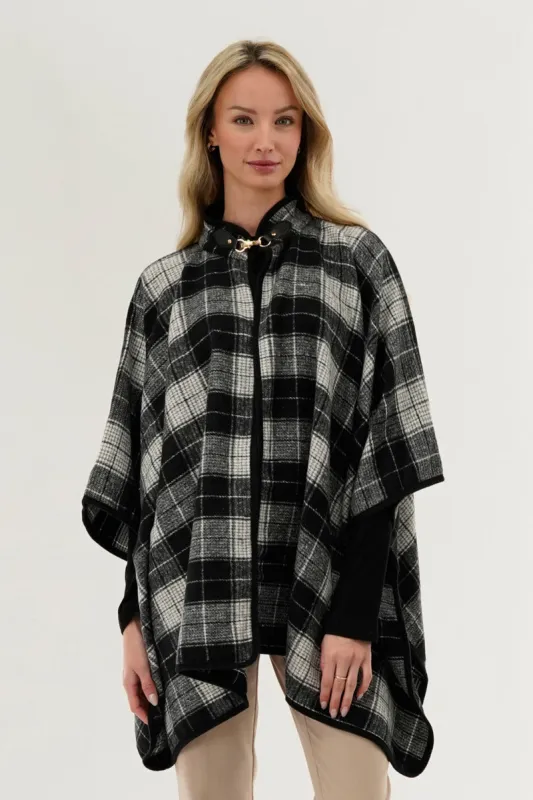 Canada Weather Gear Tartan Plaid Poncho - Black sold by Fairweather
