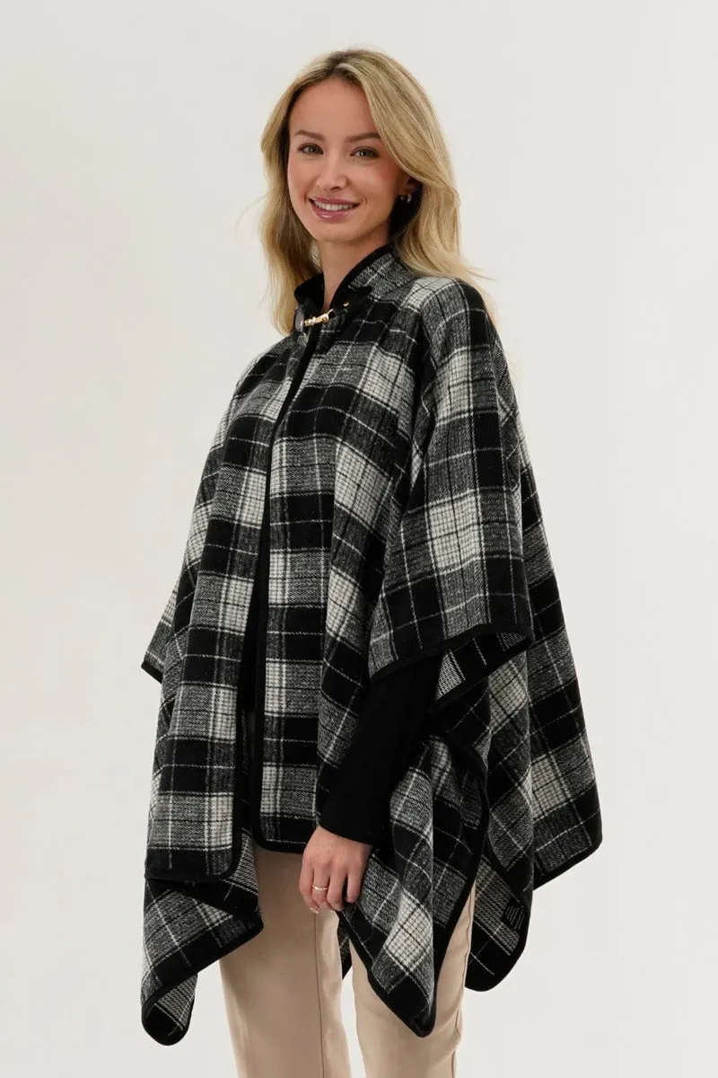 Canada Weather Gear Tartan Plaid Poncho - Black sold by Fairweather product image thumbnail 2