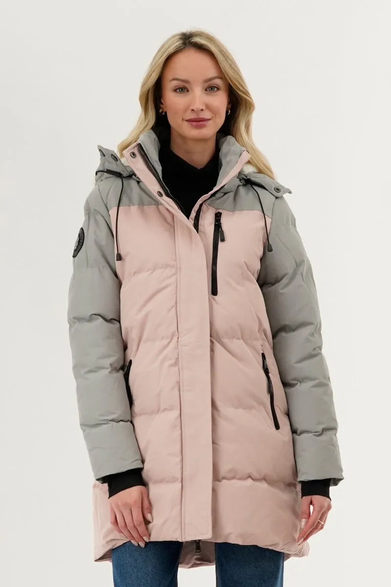 Canada Weather Gear Colour Block Puffer Parka Jacket - Pink sold by Fairweather