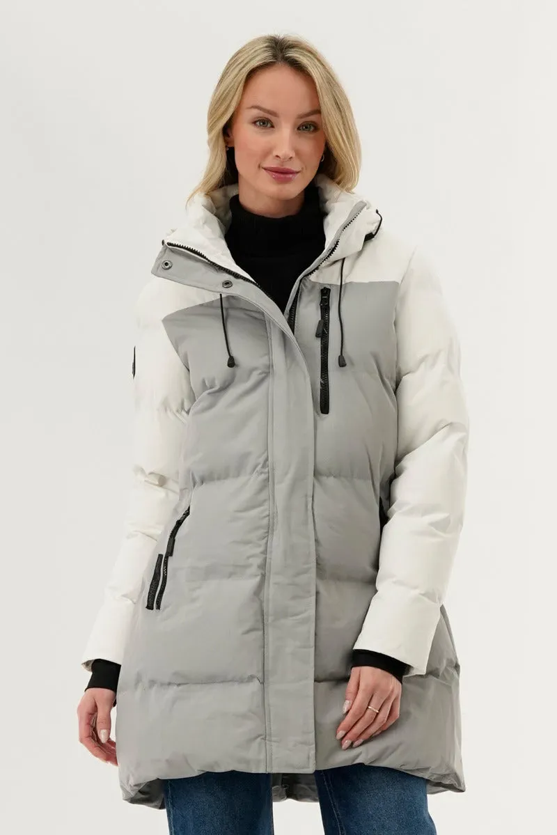 Canada Weather Gear Colour Block Puffer Parka Jacket - Grey sold by Fairweather