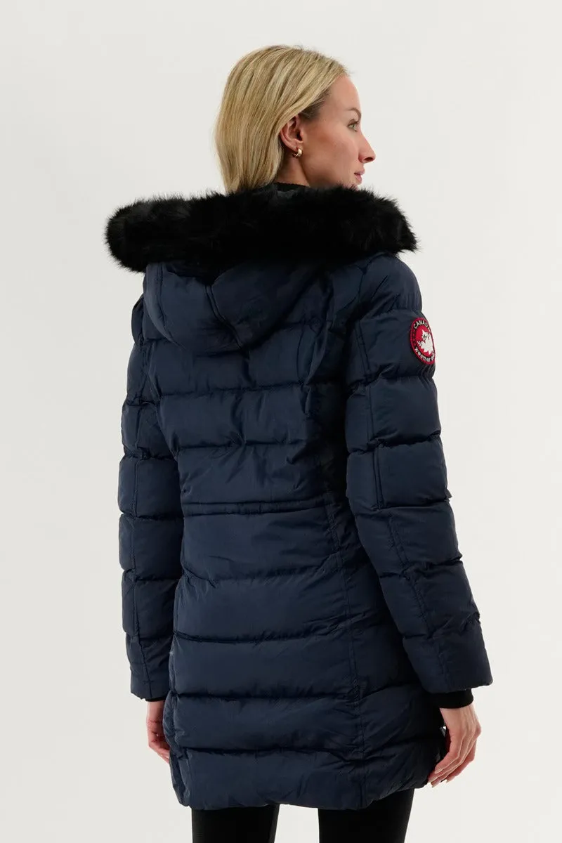 Canada Weather Gear Tie Waist Puffer Parka Jacket - Navy sold by Fairweather product image thumbnail 3
