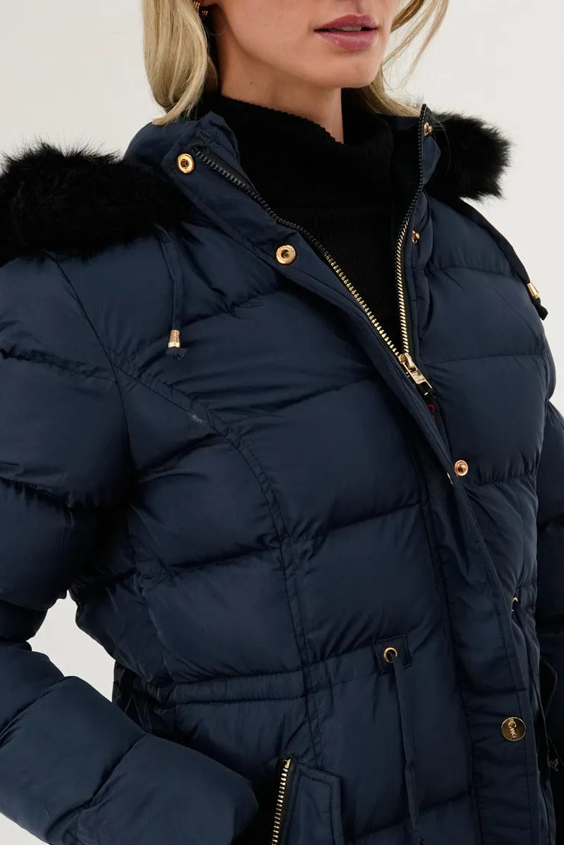 Canada Weather Gear Tie Waist Puffer Parka Jacket - Navy sold by Fairweather product image thumbnail 4