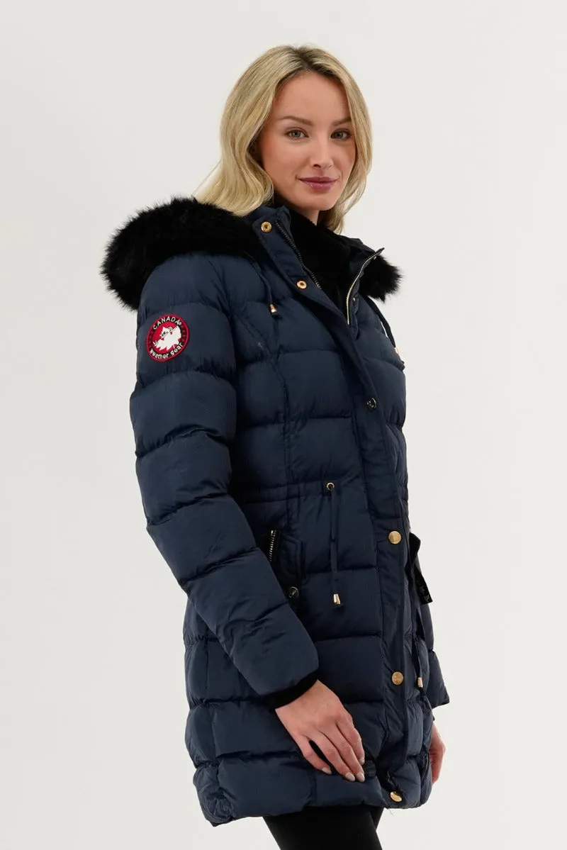 Canada Weather Gear Tie Waist Puffer Parka Jacket - Navy sold by Fairweather product image thumbnail 2