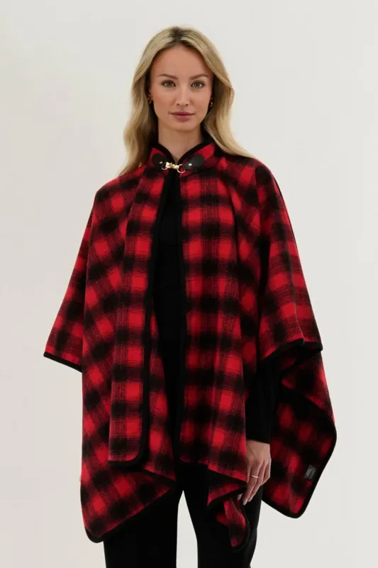 Canada Weather Gear Tartan Plaid Poncho - Red sold by Fairweather