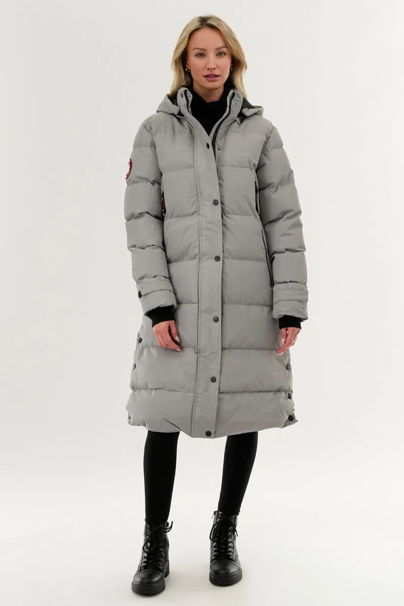 Quilted Maxi Parka Jacket - Grey sold by Fairweather
