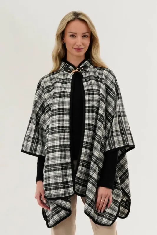 Canada Weather Gear Tartan Plaid Poncho - Grey sold by Fairweather