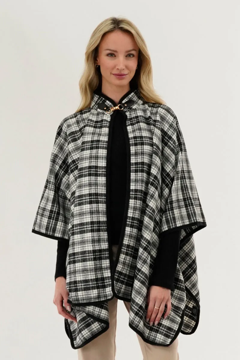 Tartan Plaid Poncho - Grey sold by Fairweather