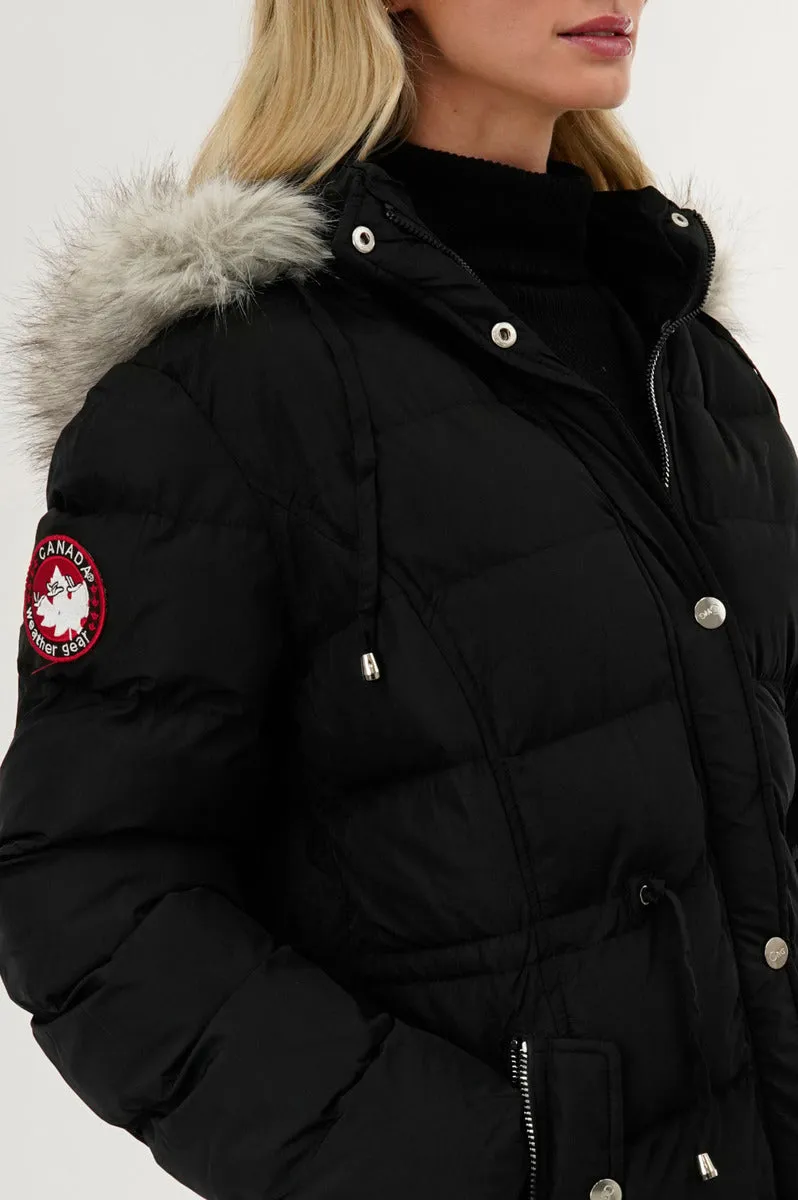 Canada Weather Gear Tie Waist Puffer Parka Jacket - Black sold by Fairweather product image thumbnail 4