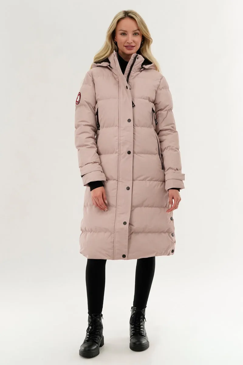 Quilted Maxi Parka Jacket - Pink sold by Fairweather