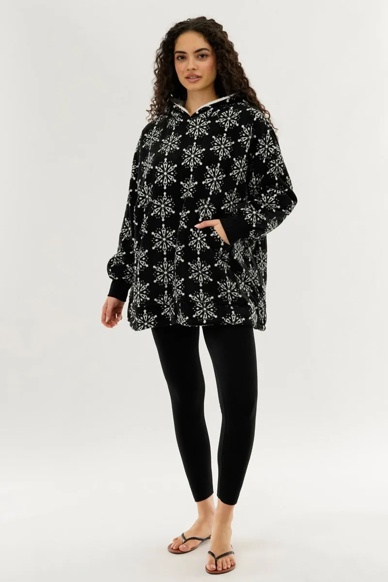 Festive Print Oversided Hooded Pajama Top - Black sold by Fairweather product image thumbnail 5