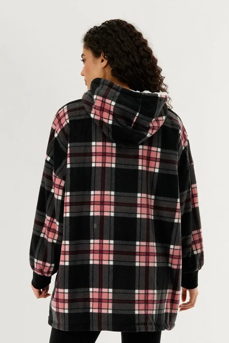 Canada Weather Gear Plaid Oversided Hooded Pajama Top - Black sold by Fairweather product image thumbnail 3