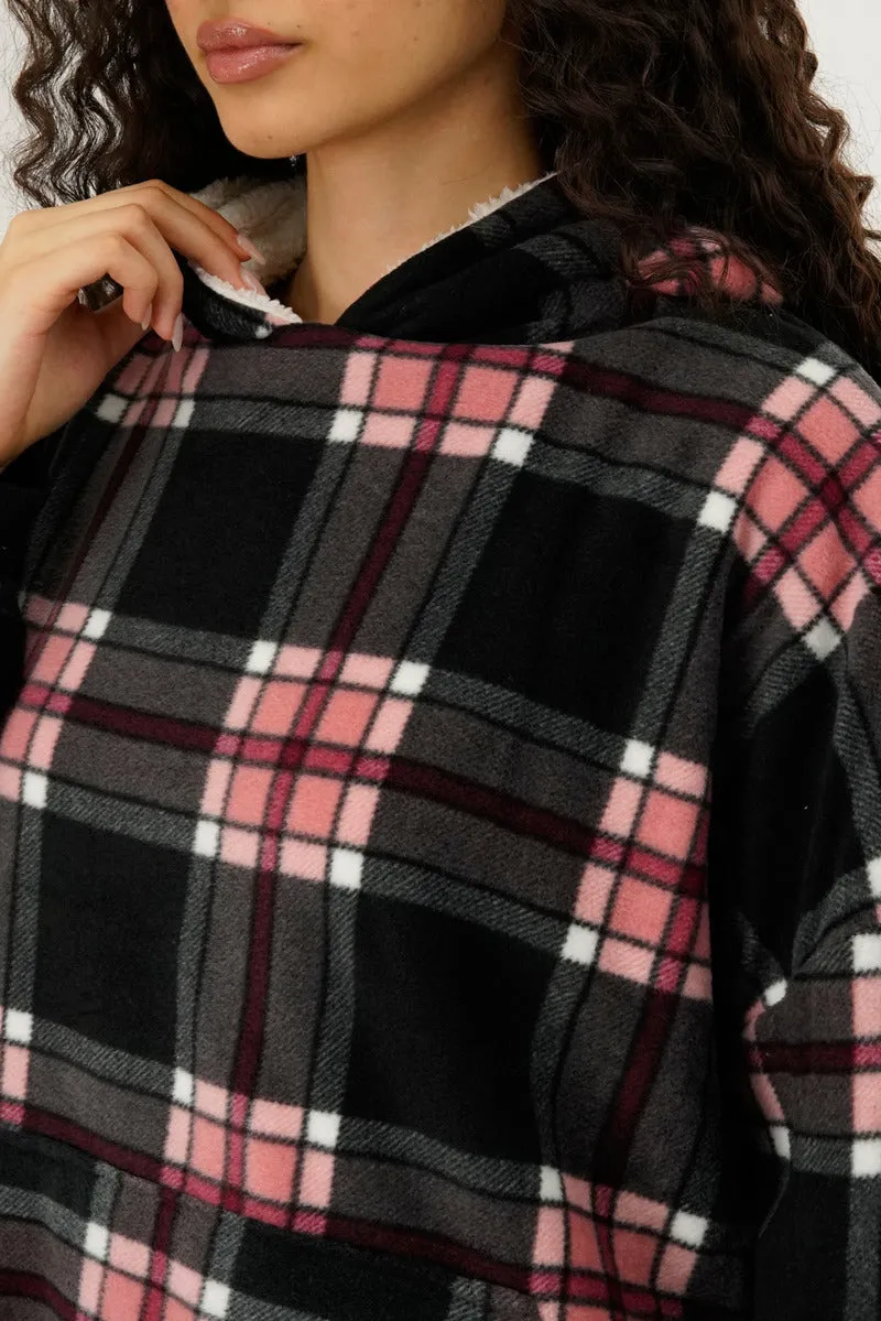 Canada Weather Gear Plaid Oversided Hooded Pajama Top - Black sold by Fairweather product image thumbnail 4