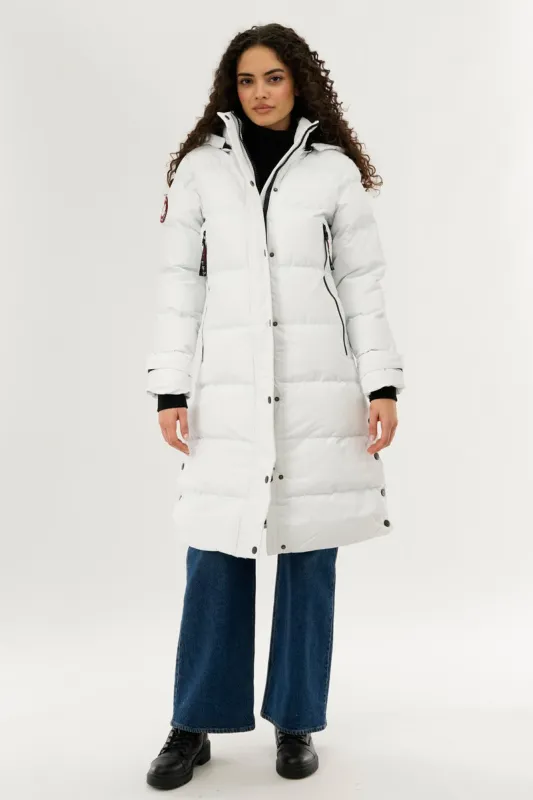 Canada Weather Gear Quilted Maxi Parka Jacket - White sold by Fairweather