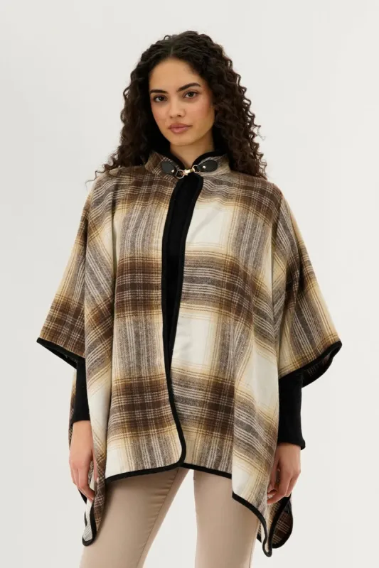 Canada Weather Gear Plaid Tartan Poncho - Beige sold by Fairweather