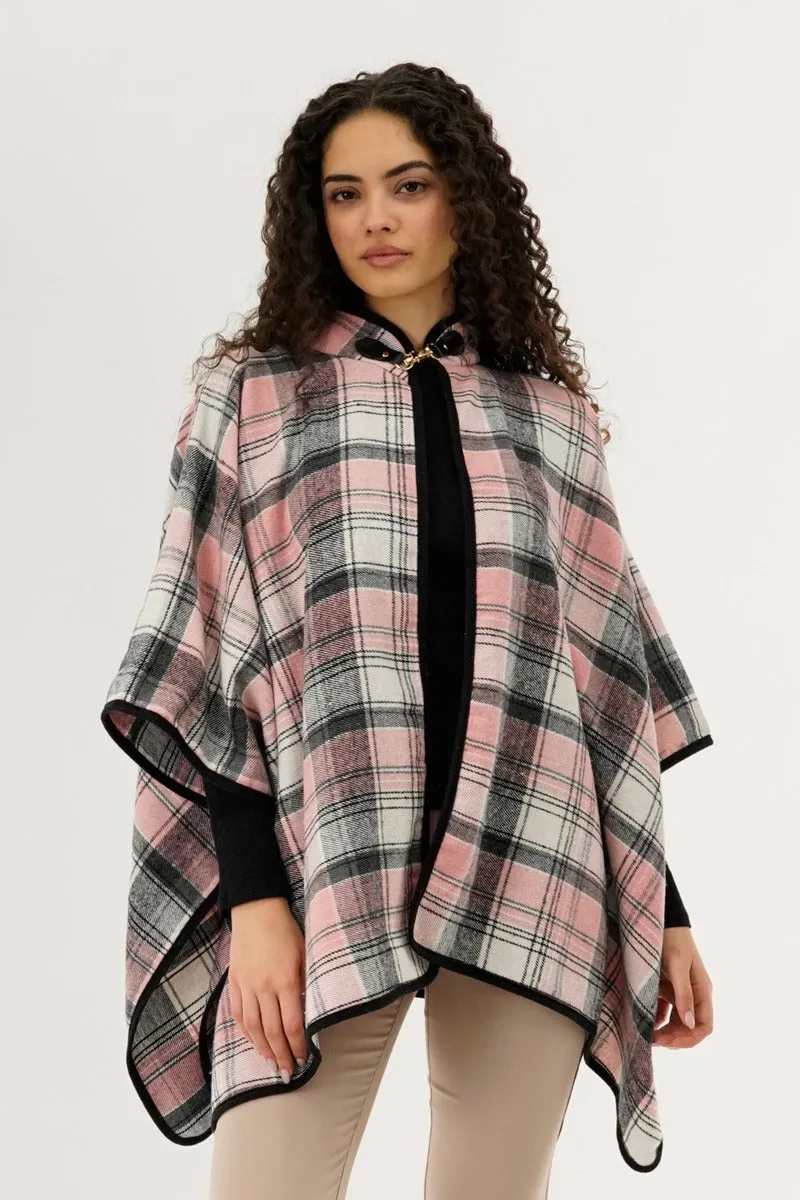 Canada Weather Gear Plaid Tartan Poncho - Pink sold by Fairweather