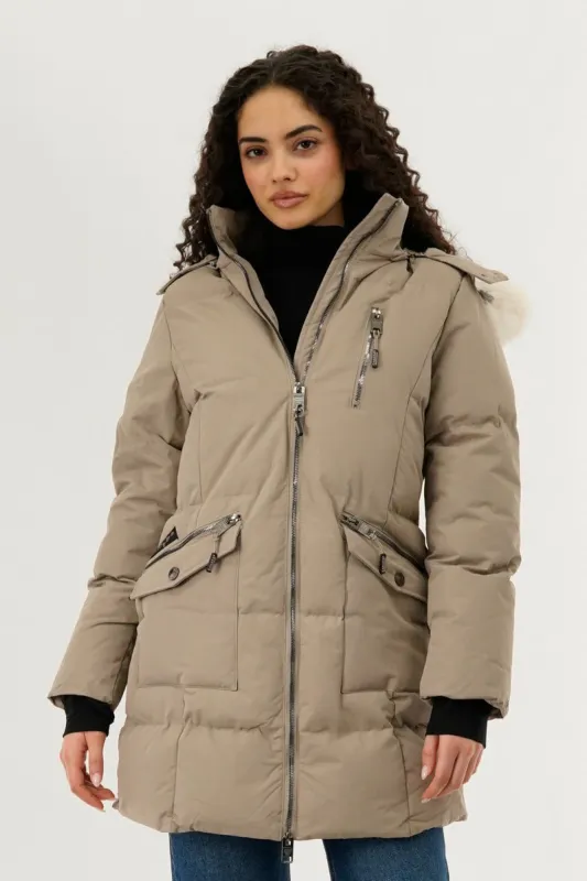 Canada Weather Gear Faux Fur Lined Hood Parka Jacket - Cream sold by Fairweather
