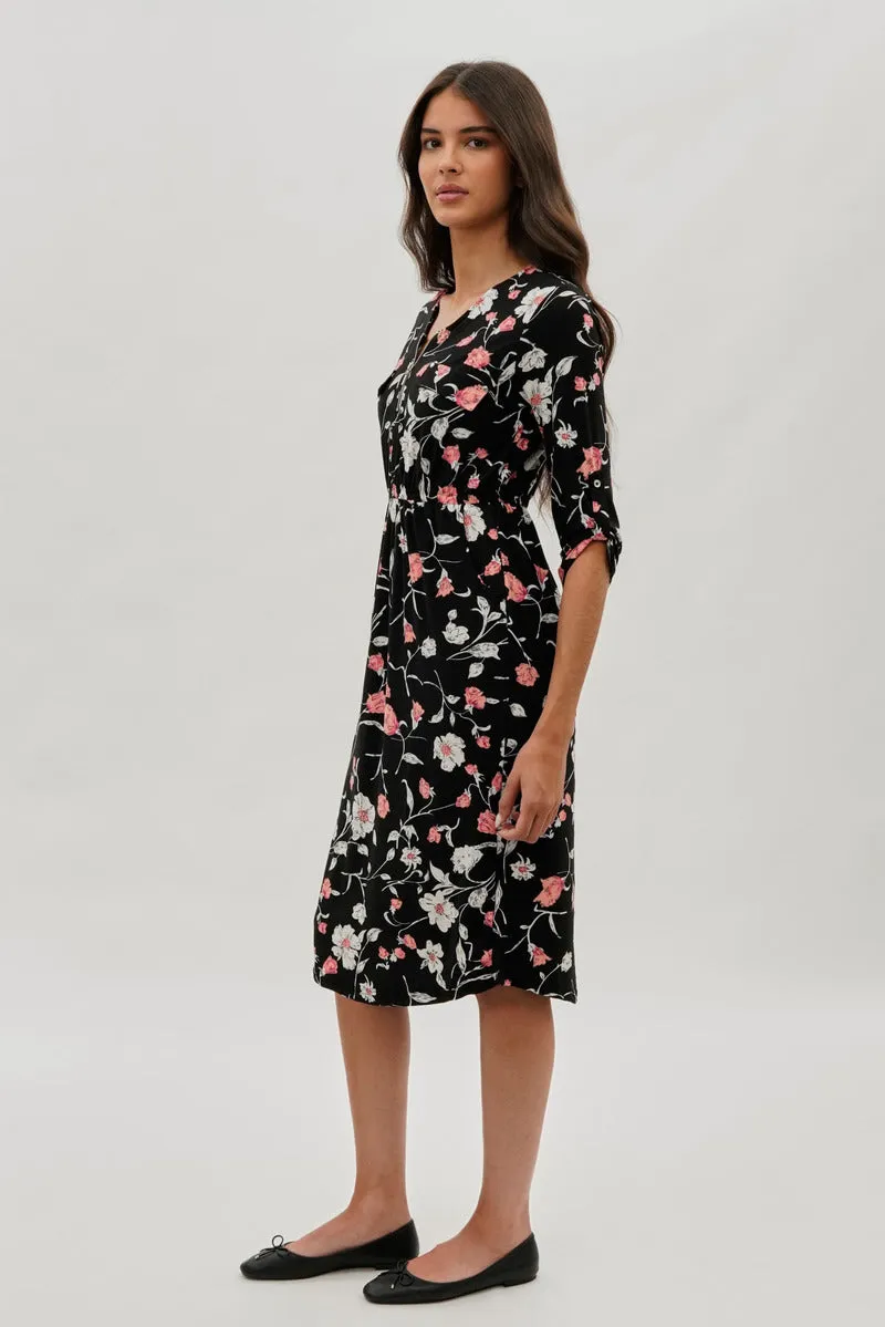 International INC Company Floral Front Zip Midi Dress - Black sold by Fairweather product image thumbnail 2