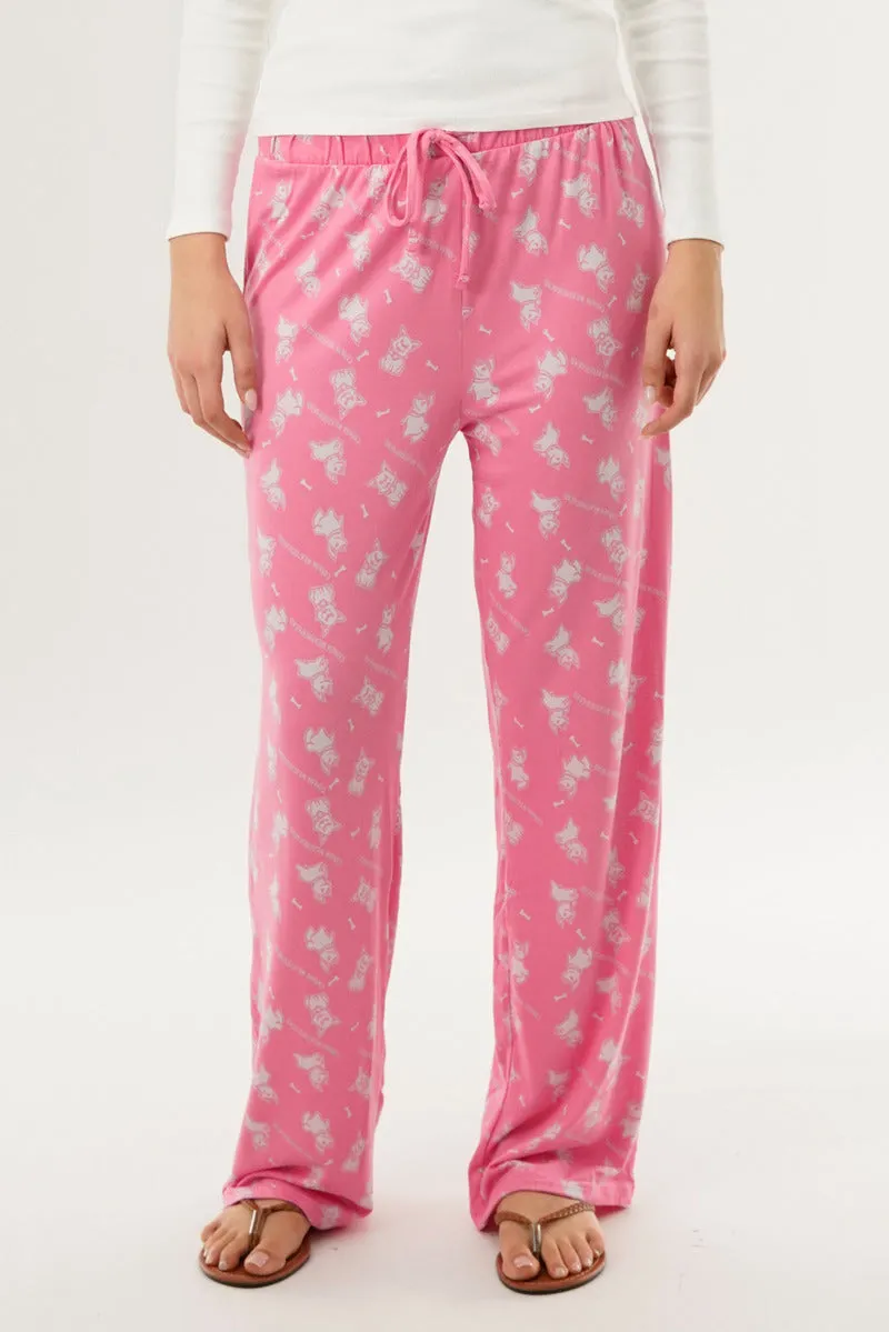 Canada Weather Gear Dog Print Wide Let Pajama Pants - Pink sold by Fairweather